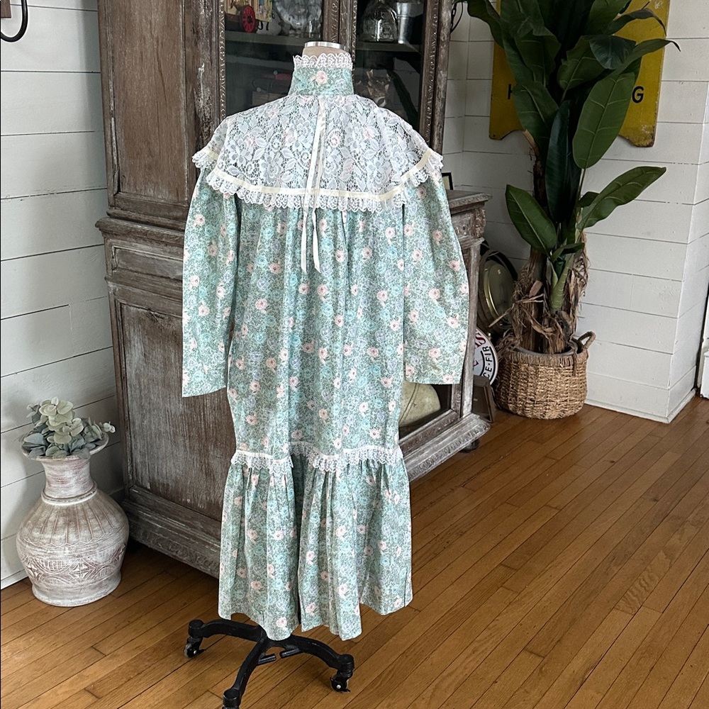 GUNNE SAX VINTAGE FLORAL DRESS LACE TRIM XL * POCKETS EXCELLENT - Picture 3 of 7